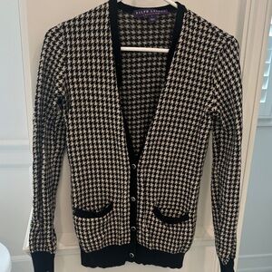 Ralph Lauren Purple Label Black and Cream Houndstooth Sweater Purple Label